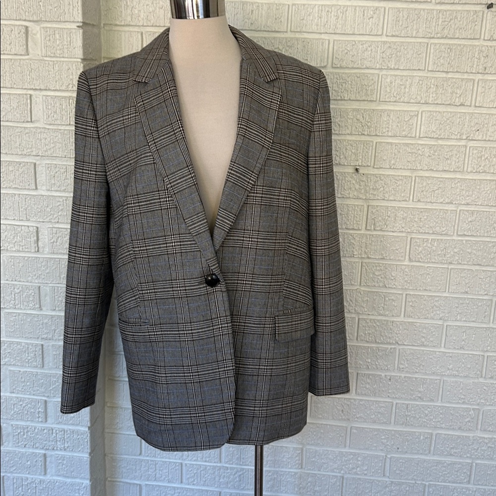 Madewell- The “perfect blazer” in grey/blue plaid - Picture 4 of 11